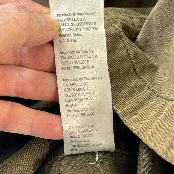 Lois Olive Green Gray Hooded Button Front Cotton Military Jean Jacket Size XL - Picture 7 of 10